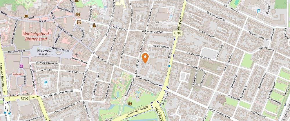 Kaart met de locatie van Winkelcentrum Roselaar, Roselaarplein 3, Roosendaal
